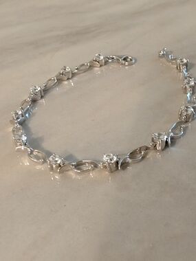 Silver Crystal Link Bracelet - White